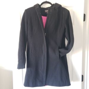 Juniors Sz 11 Copper Key Black 100% Wool Wintee Pea Coat Pink Lining